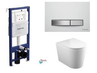 Комплект: Інсталяція Koller Pool Aqua Trend + підвісний унітаз Grace Tornado + панель змиву DESIGN PLUS білий/хром матовий