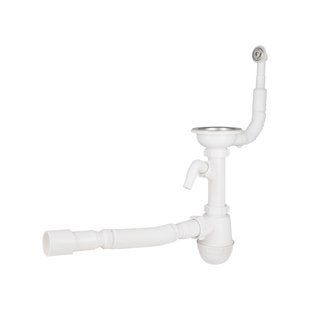 Сифон для кухонної мийки Lidz (WHI) 60 08 E001 01 ECO з круглим переливом (вихід 50 мм)