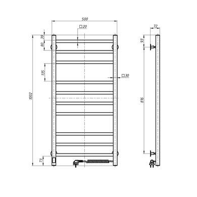 Рушникосушка Loft 500х1000 Sensor з таймером, права