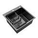 Комплект кухонна мийка Kroner Schwarze-5050HM PVD + змішувач Ersel-GRP03393BLK + дозатор Spender-026