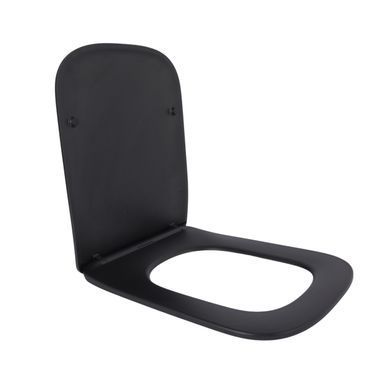 Сидіння для унітаза (Tern 490) 435x344x50 мм, Matt Black, з мікроліфтом, Slim Duroplast, Quick Release QTSC179MB47354 Qtap