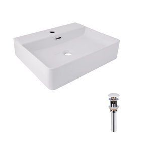 Комплект Qtap Nando LT: Раковина підвісна прамокутна 500х420х130 мм White + Донний клапан PU02O