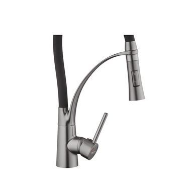 Комплект кухонна мийка Kroner Schwarze-6050HM PVD + змішувач Ersel-GRP03393BLK + дозатор Spender-026