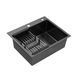 Комплект кухонна мийка Kroner Schwarze-6050HM PVD + змішувач Ersel-GRP03393BLK + дозатор Spender-026