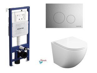 Комплект: Інсталяція Koller Pool Aqua Trend + підвісний унітаз Round Tornado + панель змиву AQUA M polished aluminum