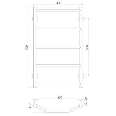 Рушникосушарка UNIO LT W 700-400-5 Драбинка Трапеція вода