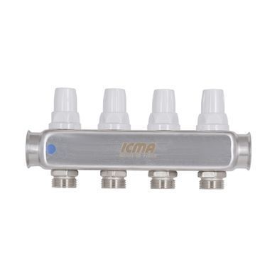 Колектор із витратомірами (нерж.) 1"х4 Icma № К073