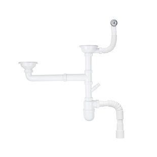 Сифон подвійний для кухонної мийки KronoPlast 3 1/2''х40 мм з круглим переливом SY65720243