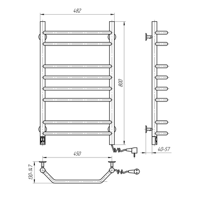 Рушникосушка Блюз 480х800 Sensor права з таймером